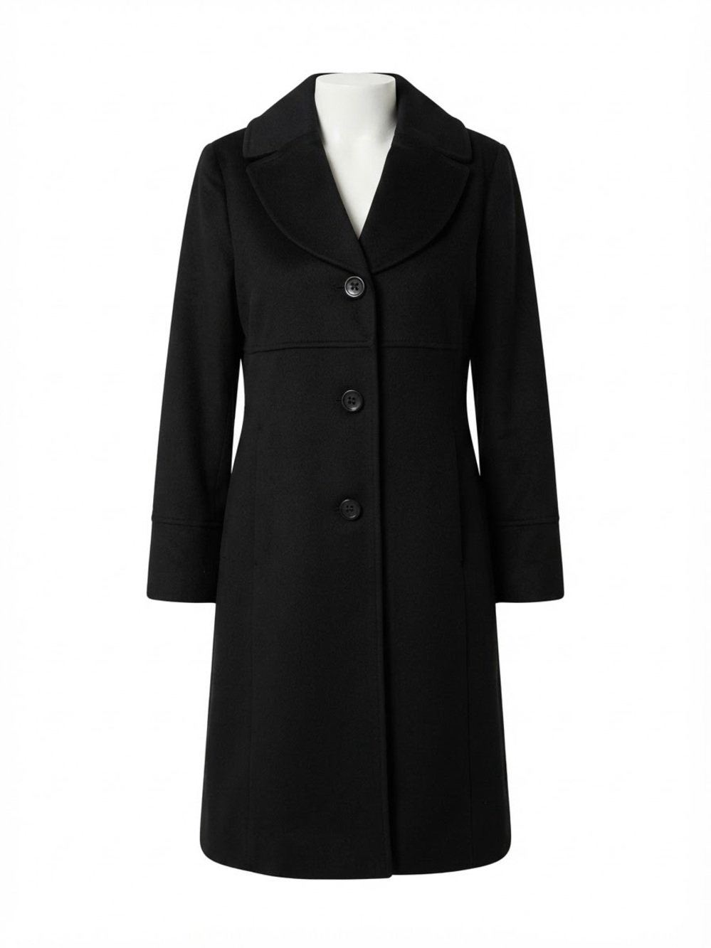 Jones New York Womens 16 Black Wool Blend Long Dress Coat Career NWOT